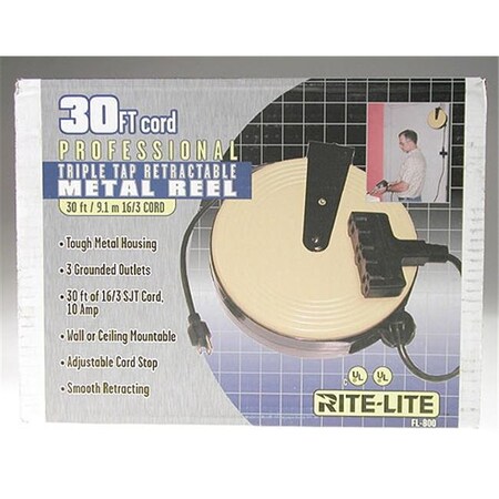 Bayco Bayco Products Triple-Tap Extension Cord Retractable Reel FL-800 FL-800